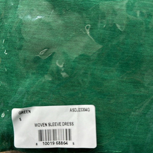 Green Puffer Woven Sleeve Mini Dress NWT Size Small - Picture 5 of 5